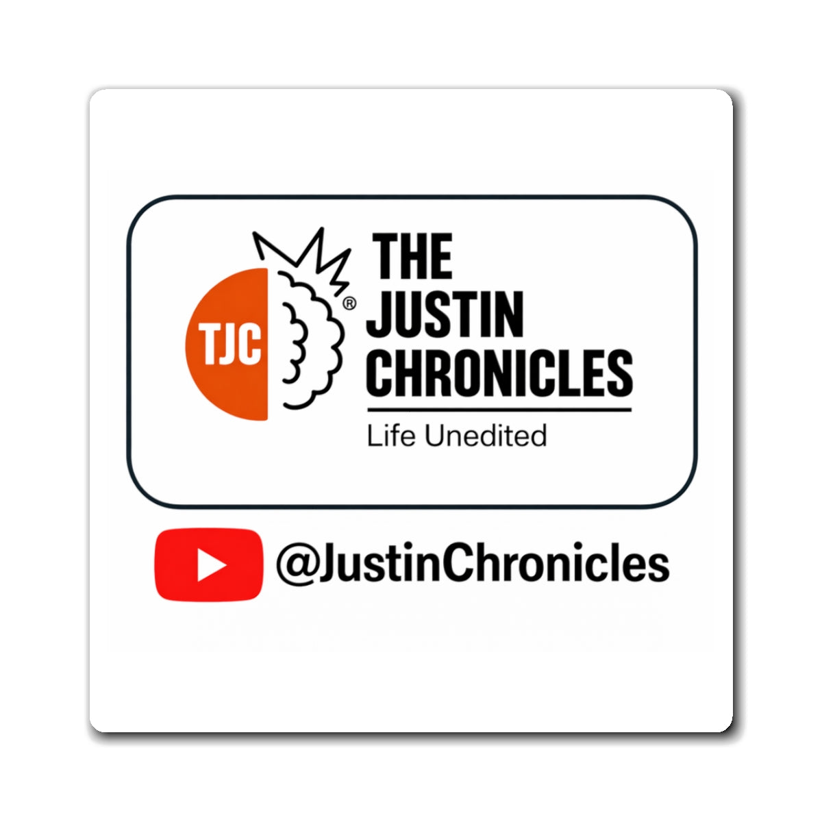 Magnet — The Justin Chronicles Logo & YouTube @JustinChronicles Promotional Magnet